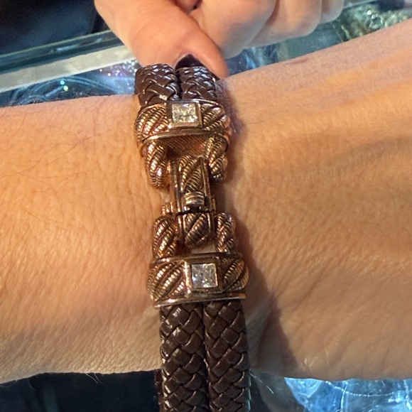 Judith Ripka Bracelet Double Braided Gold Detail